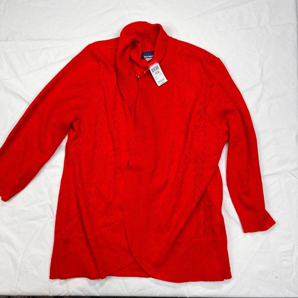 Basic Editions New With Tags Women’s Size XXL Red Open Front Cardigan A040122